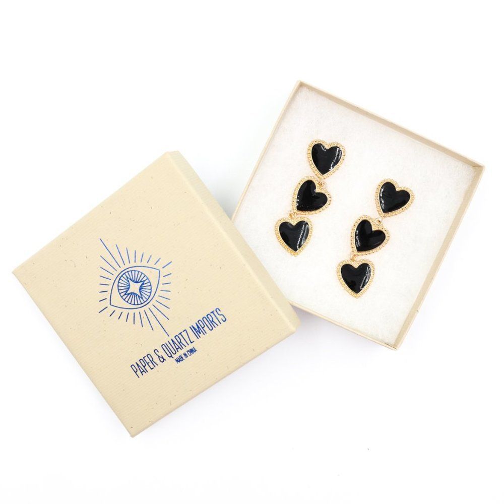 Dark Heart Drop Earrings in Black